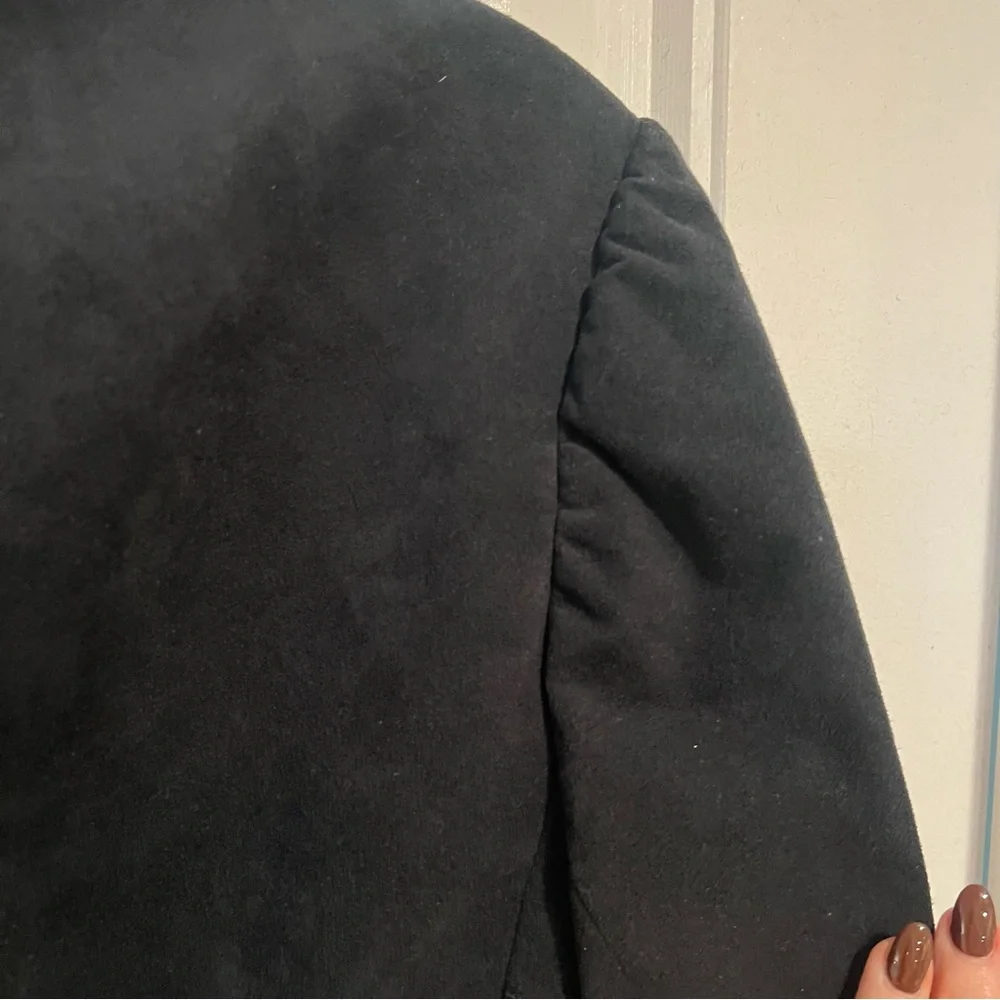 Virginia Holmes Elegant‎ Faux Suede Black Long Coat. Size Medium.